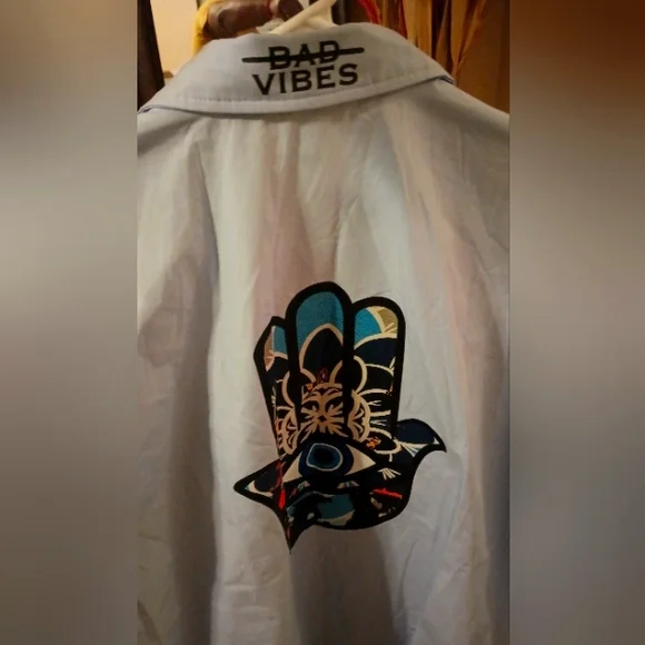 NWT Shein X Graphic Button Down Blouse Large - Picture 1 of 4